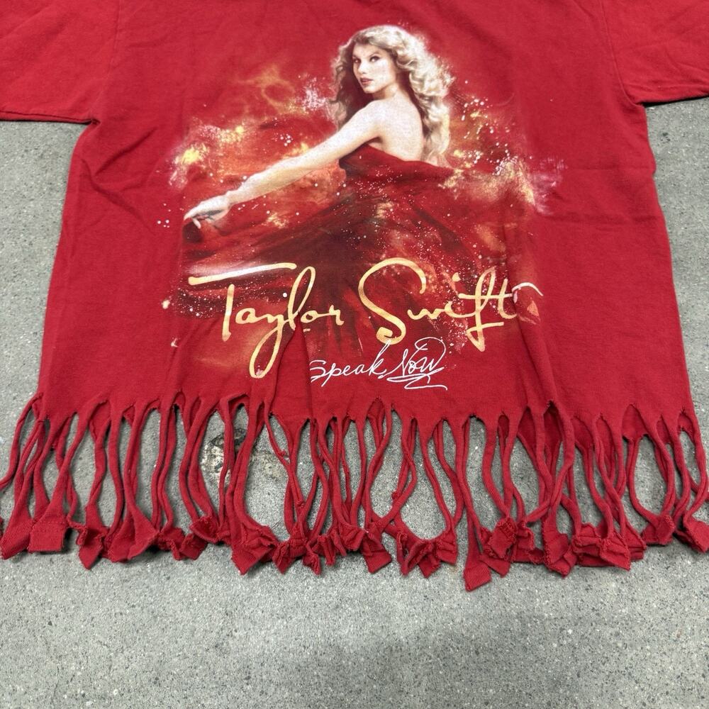 TAYLOR SWIFT SPEAK NOW 2011 CONCERT T SHIRT FRINGE BOHO T SHIRT RED MEDIUM - Picture 3 of 8